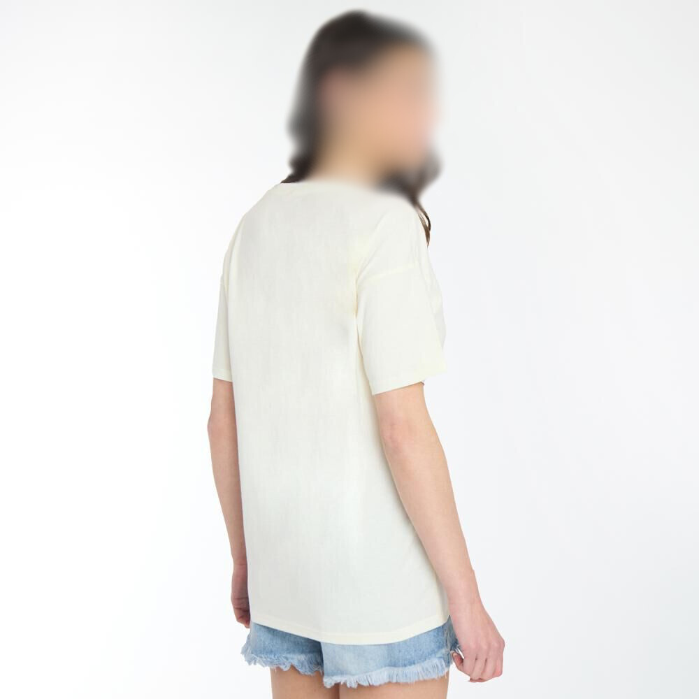 Polera Estampada Manga Corta Cuello Redondo Mujer crudo