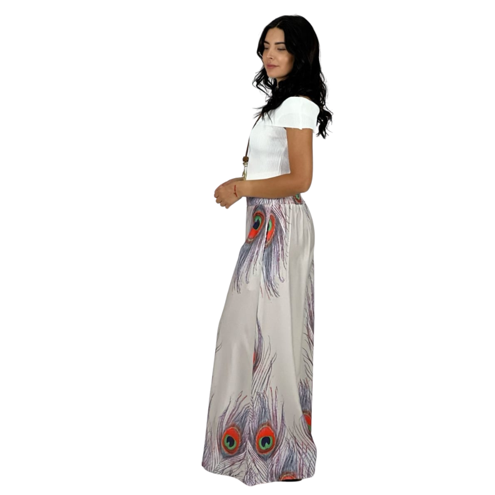 Palazzo Estampado Boho Beige Viscosa