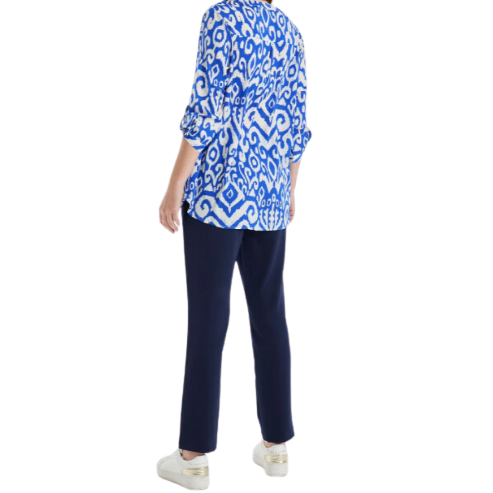 Blusa Estampada Manga Con Roll Up AZUL