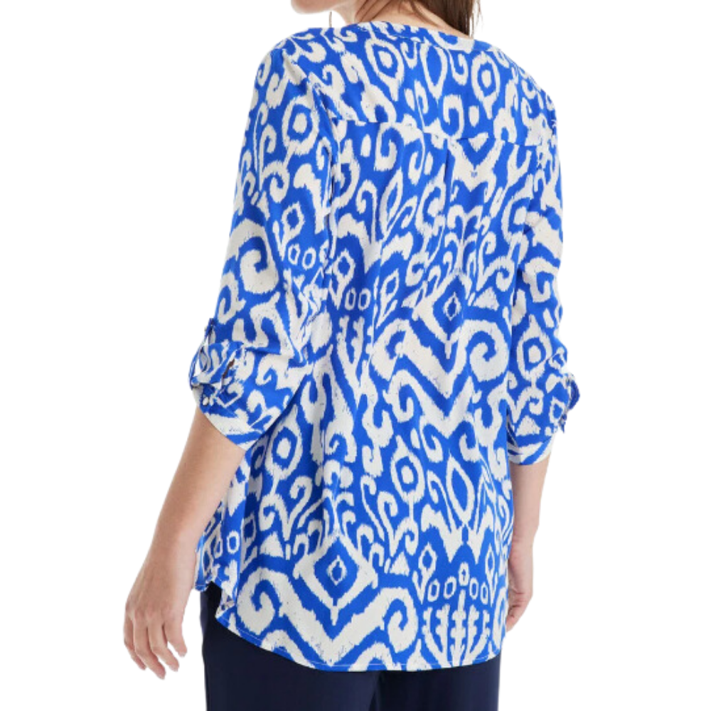 Blusa Estampada Manga Con Roll Up AZUL