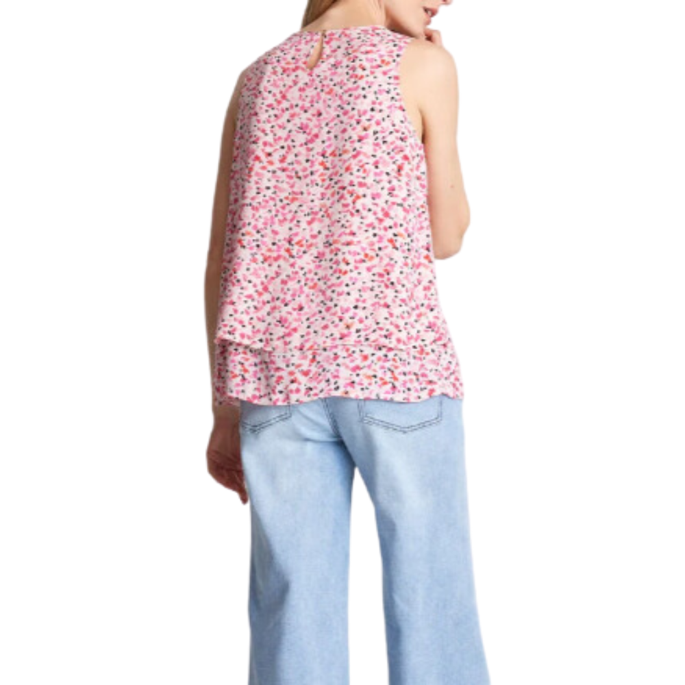Blusa Doble Capa con Accesorio Metálico en Escote rosado