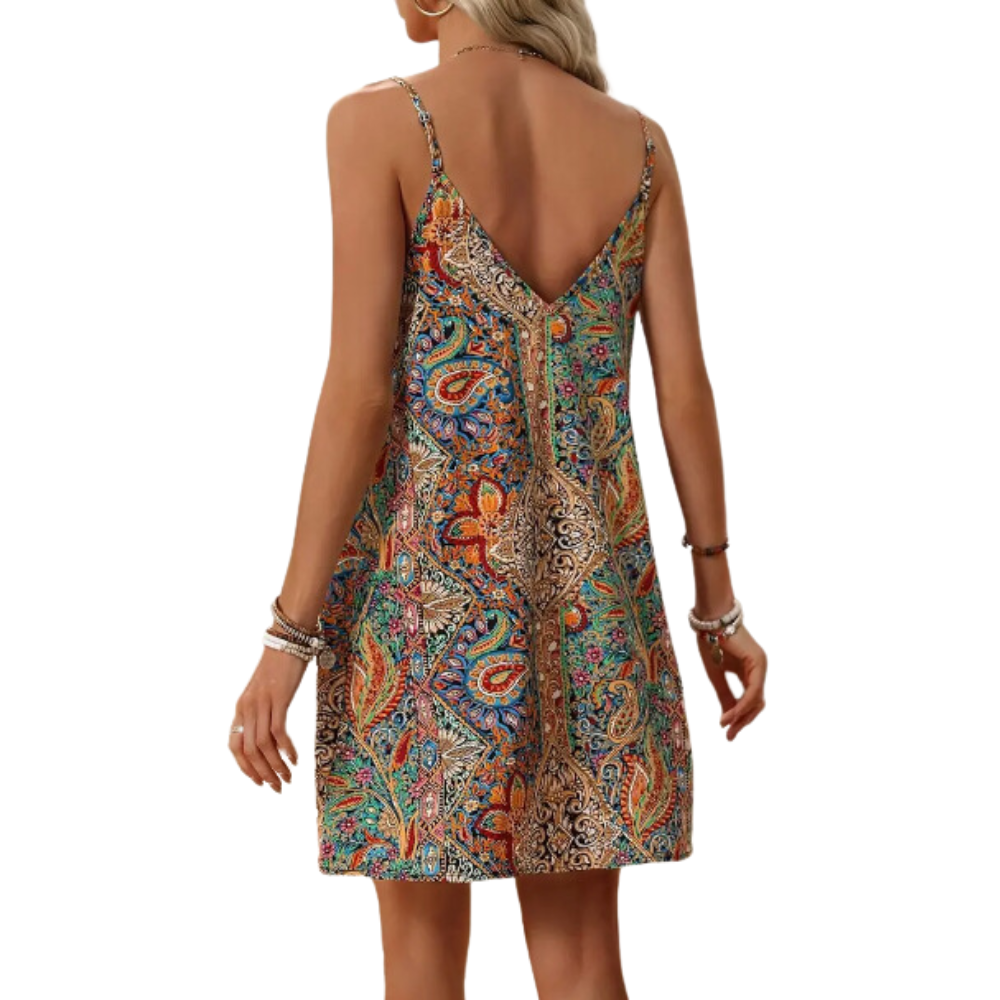 Vestido Camisola con Escote en V y Estampado Paisley