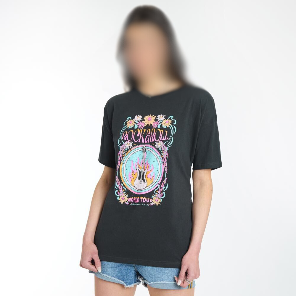 Polera Estampada Manga Corta Cuello Redondo Mujer Oxido