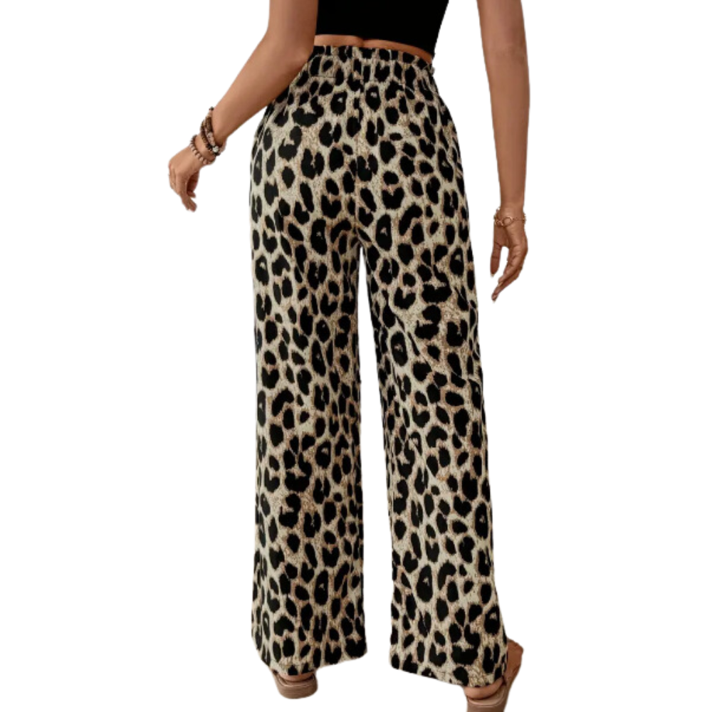 Pantalones Anchos de Estampado de Leopardo