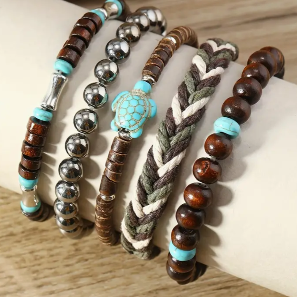 Conjunto de pulseras vintage con encanto de tortuga