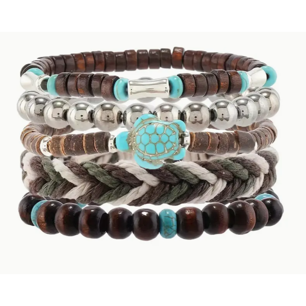 Conjunto de pulseras vintage con encanto de tortuga