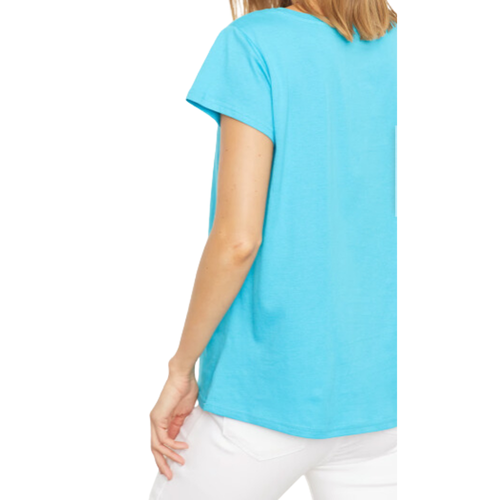 Polera Manga Corta Algodón Mujer azul