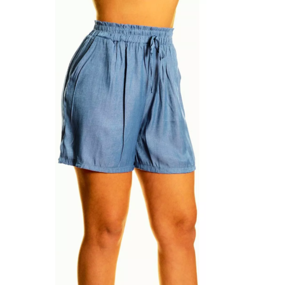 Short Mujer, Tela Tipo Jeans  Azul Claro