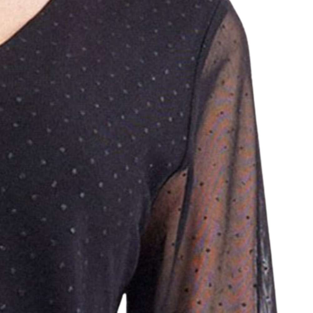 Polera De Malla Estampada Con Forro negra