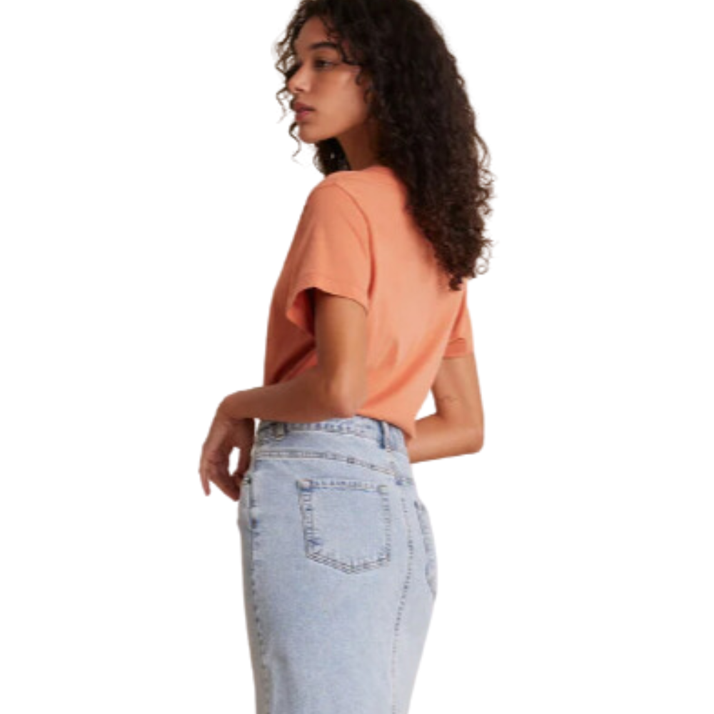 Polera Escote En V Básica Algodón Pima naranja