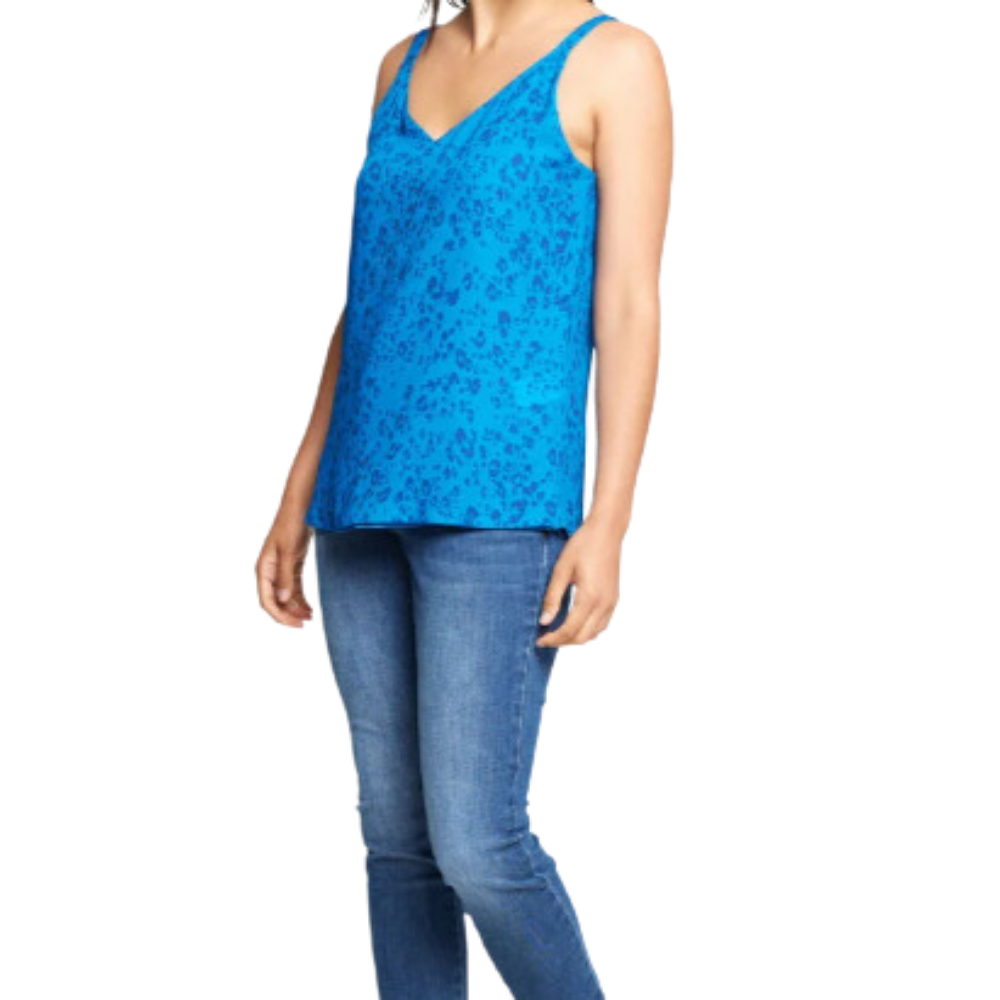 Blusa Reversible Gasa y Satín azul