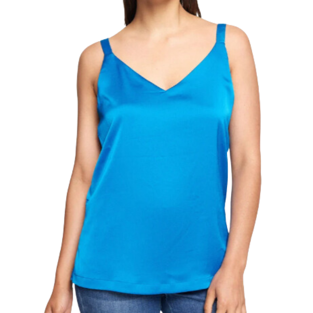 Blusa Reversible Gasa y Satín azul