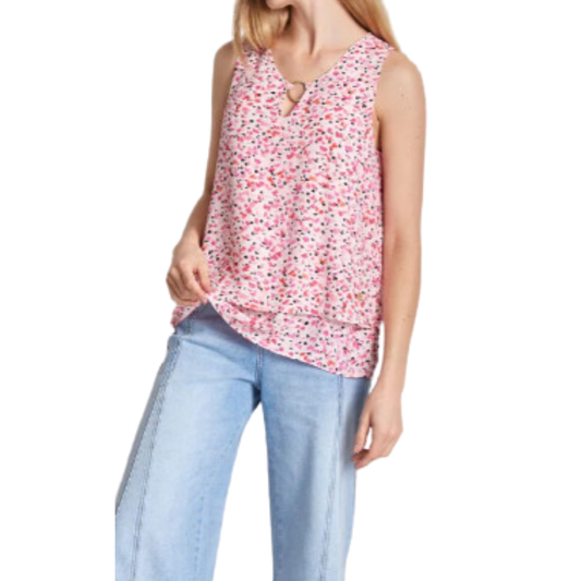 Blusa Doble Capa con Accesorio Metálico en Escote rosado