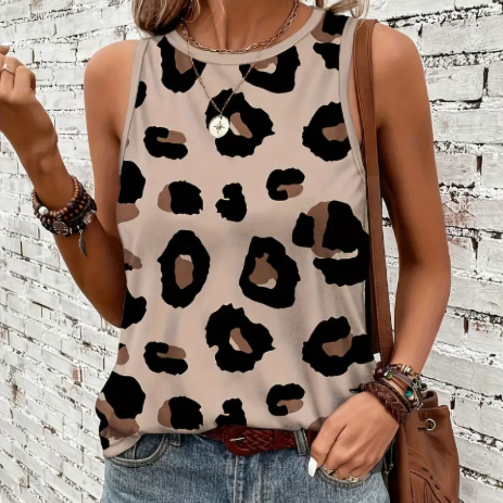 Polera de Tirantes con Estampado de Leopardo