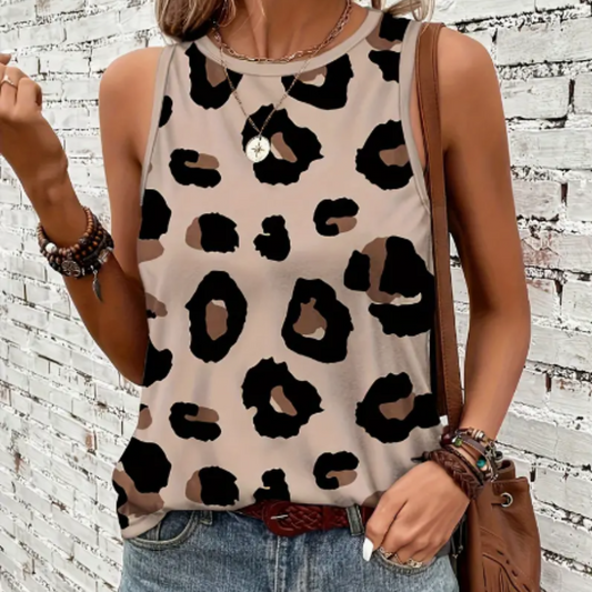 Polera de Tirantes con Estampado de Leopardo