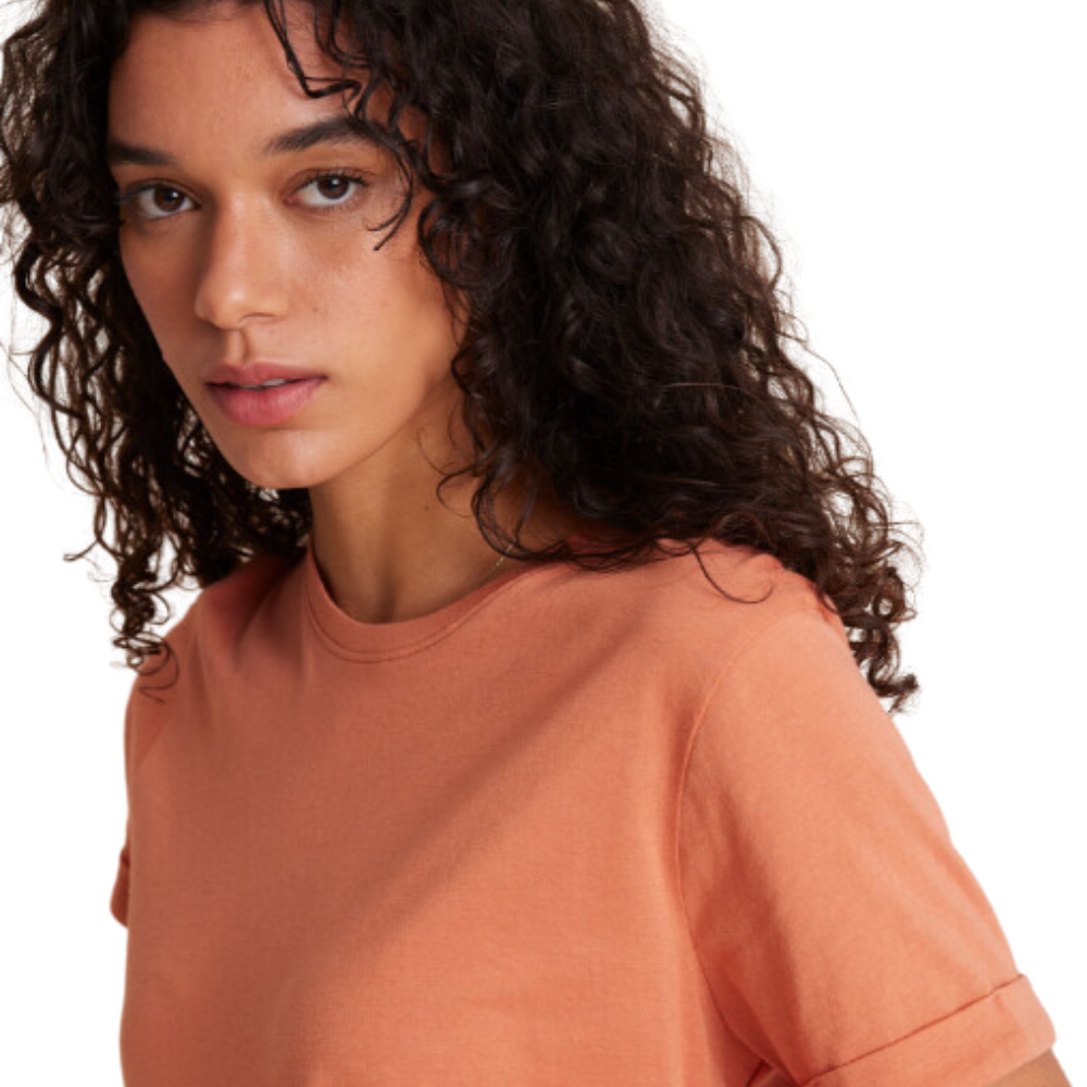Polera Cuello Redondo Básica Algodón Pima naranja