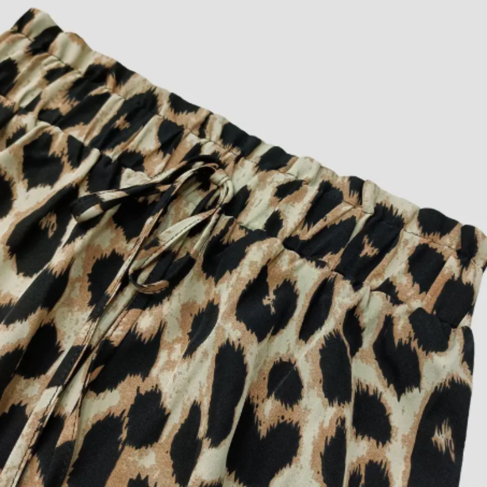 Pantalones Anchos de Estampado de Leopardo