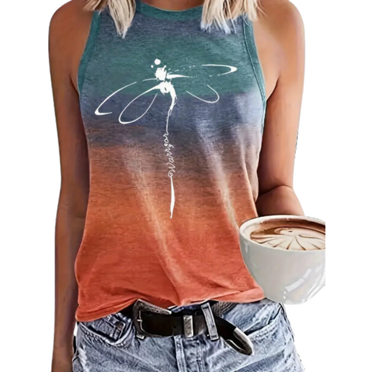 Polera  sin Mangas con Estampado de Libélula