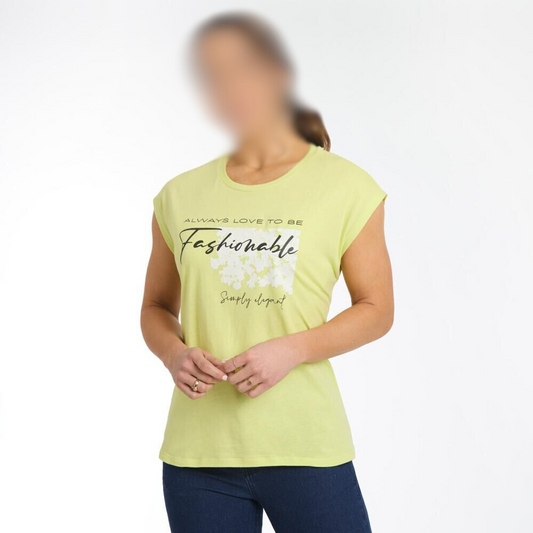 Polera Lisa Estampado Delantero Manga Corta Cuello Redondo Mujer  Lima