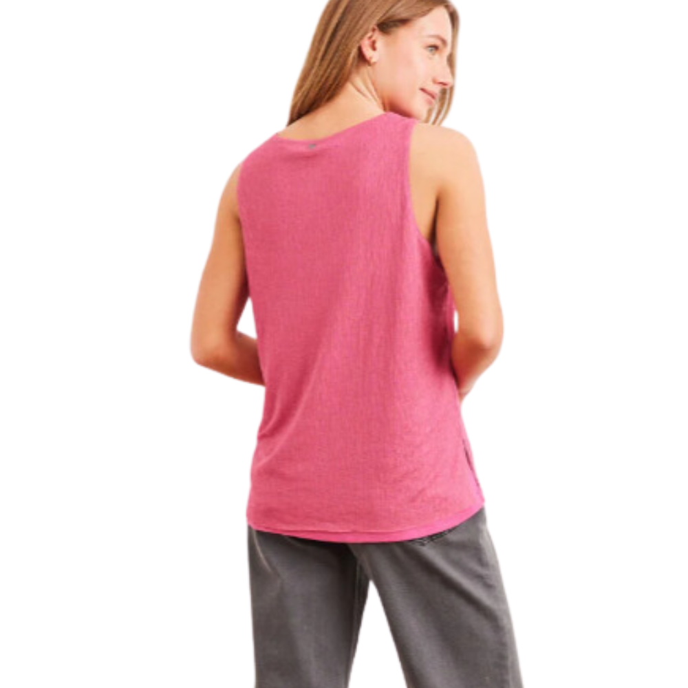 Polera Doble Color fucsia