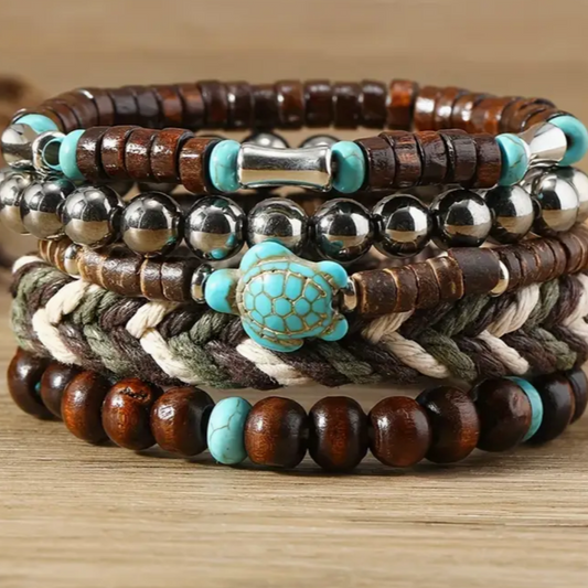 Conjunto de pulseras vintage con encanto de tortuga