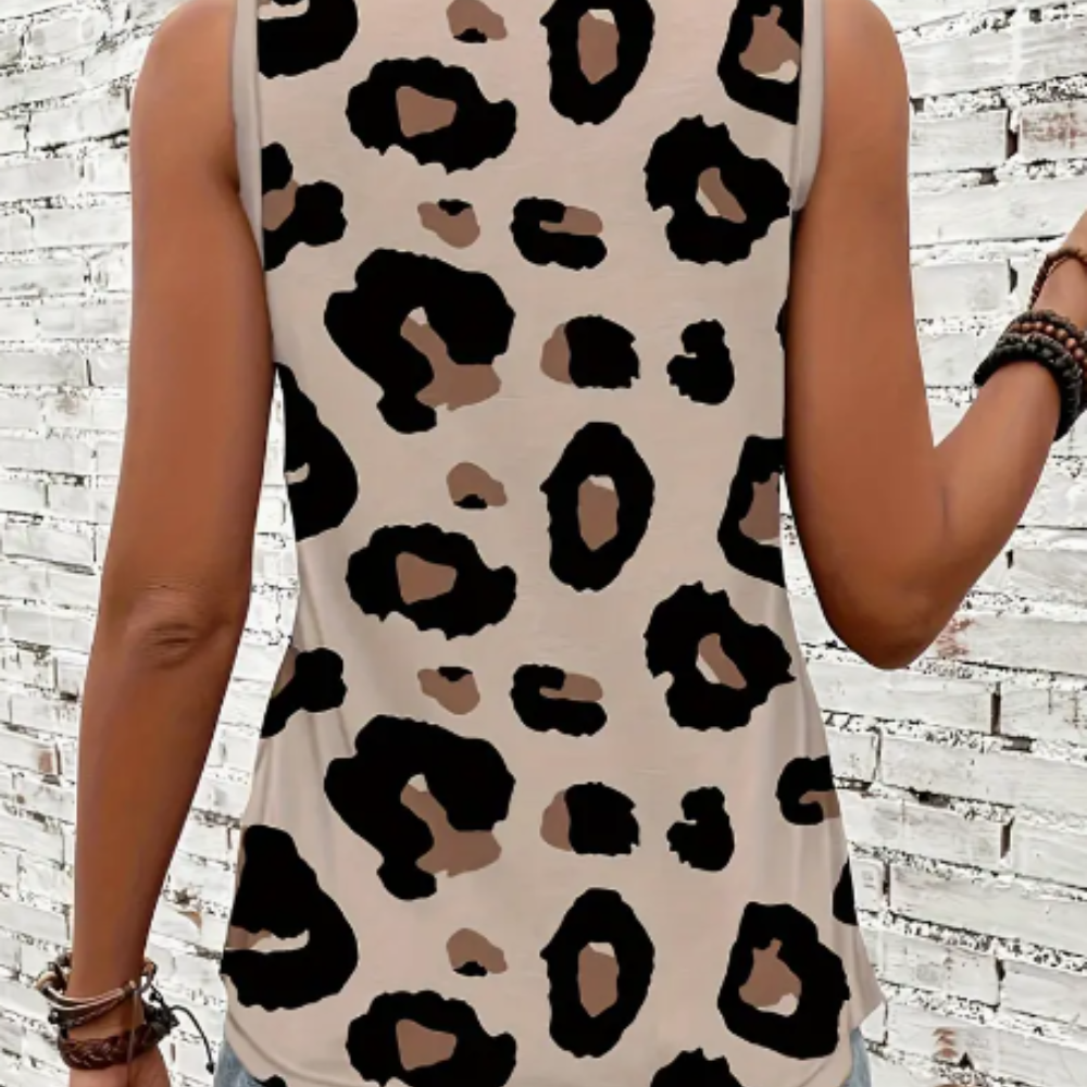 Polera de Tirantes con Estampado de Leopardo