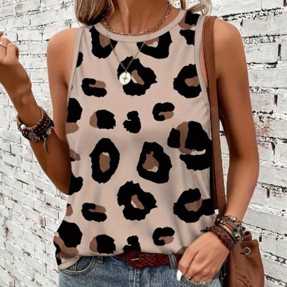 Polera de Tirantes con Estampado de Leopardo