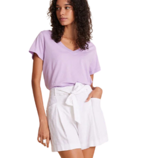 Polera Escote En V Básica Algodón Pima morado claro