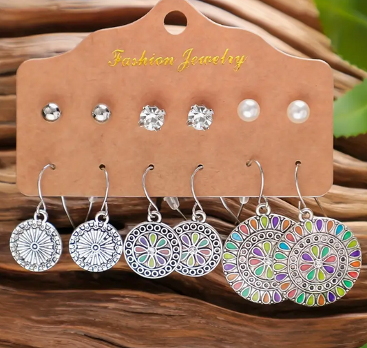 6 Pares de Conjuntos de Pendientes de Estilo Retro Bohemio