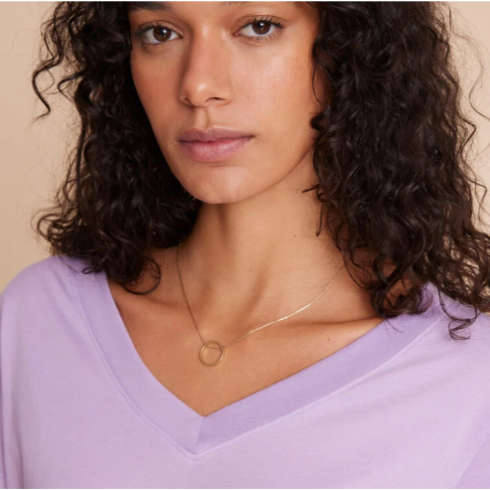 Polera Escote En V Básica Algodón Pima morado claro