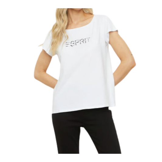 Polera Manga Corta Algodón Mujer blanca