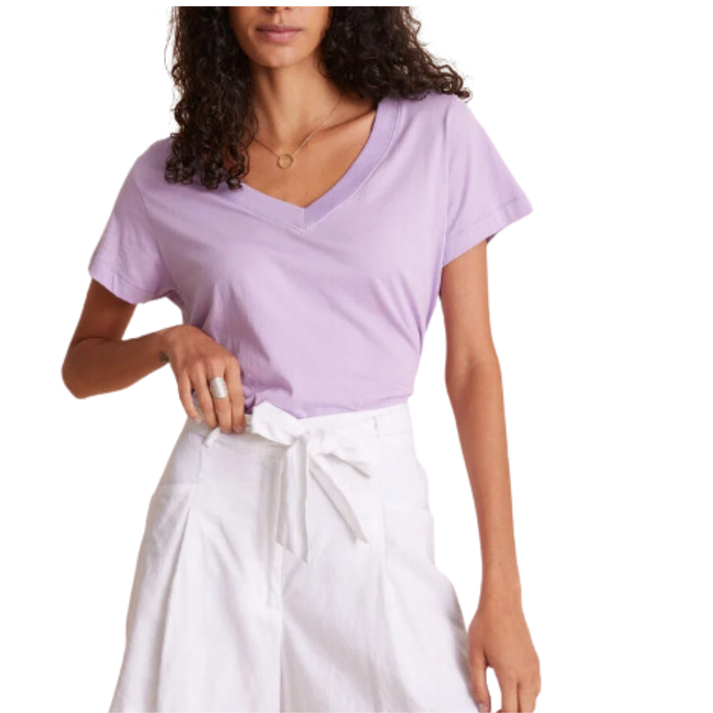 Polera Escote En V Básica Algodón Pima morado claro
