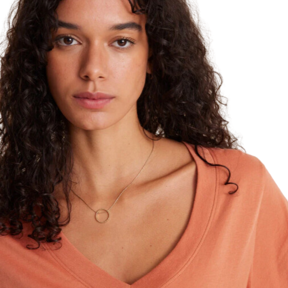 Polera Escote En V Básica Algodón Pima naranja